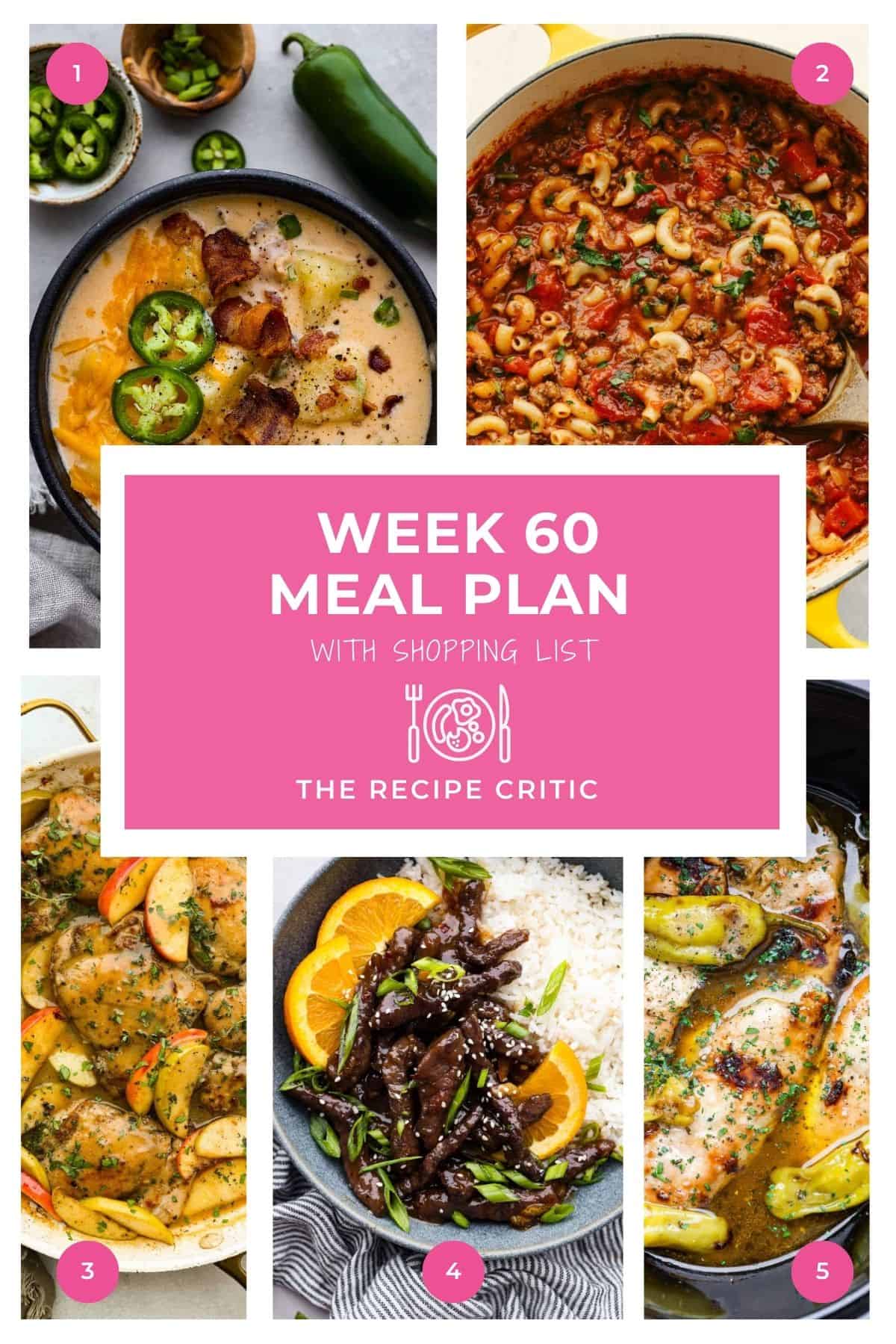 Collage of images from this weeks meal plan.