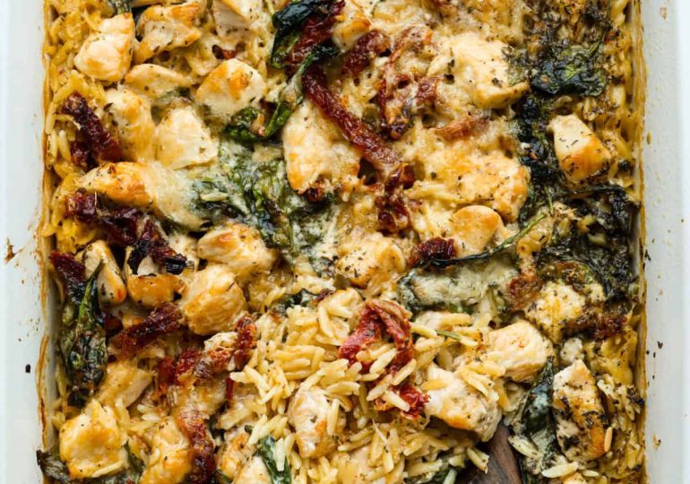 Tuscan Chicken Orzo Bake