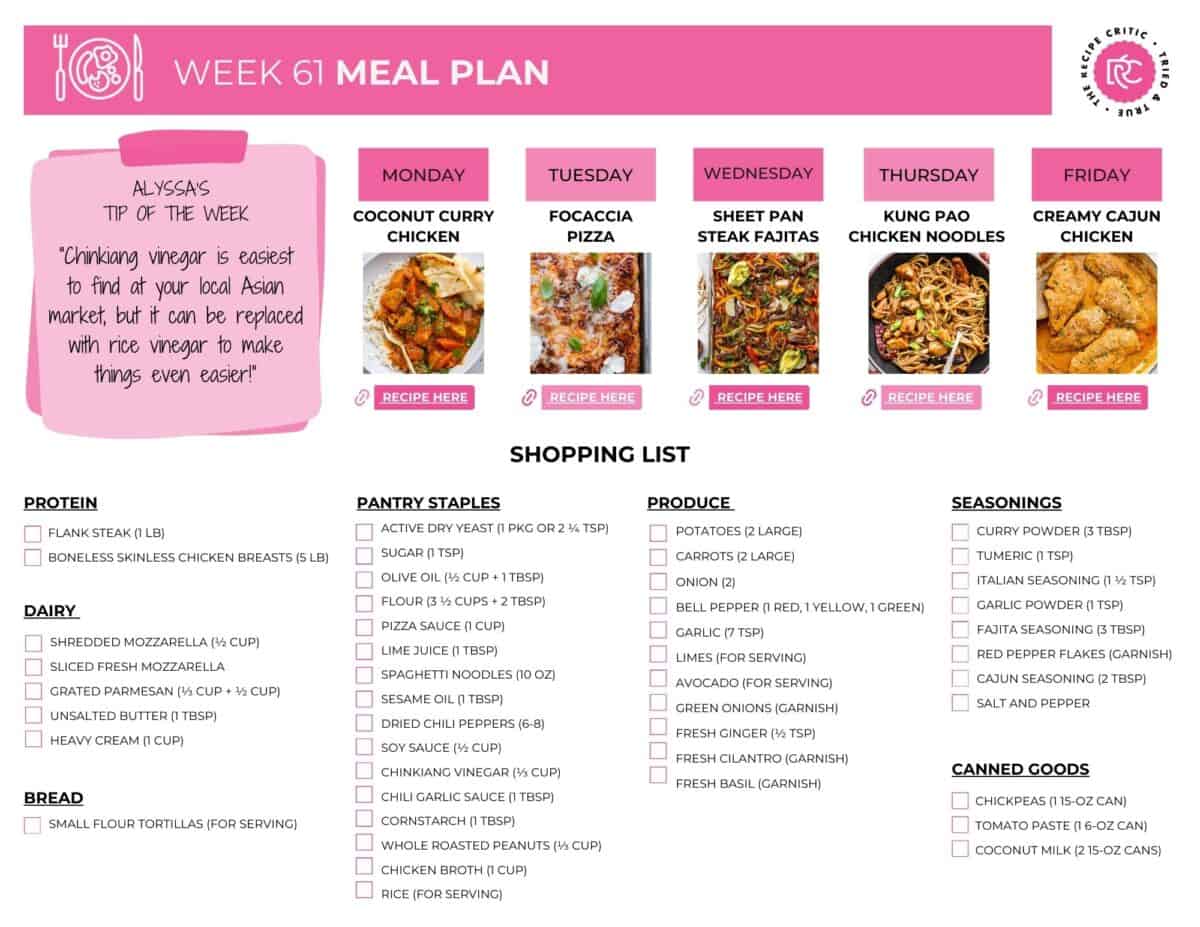Image of the free printable shopping list. 
