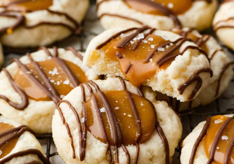 Twix Thumbprint Cookies