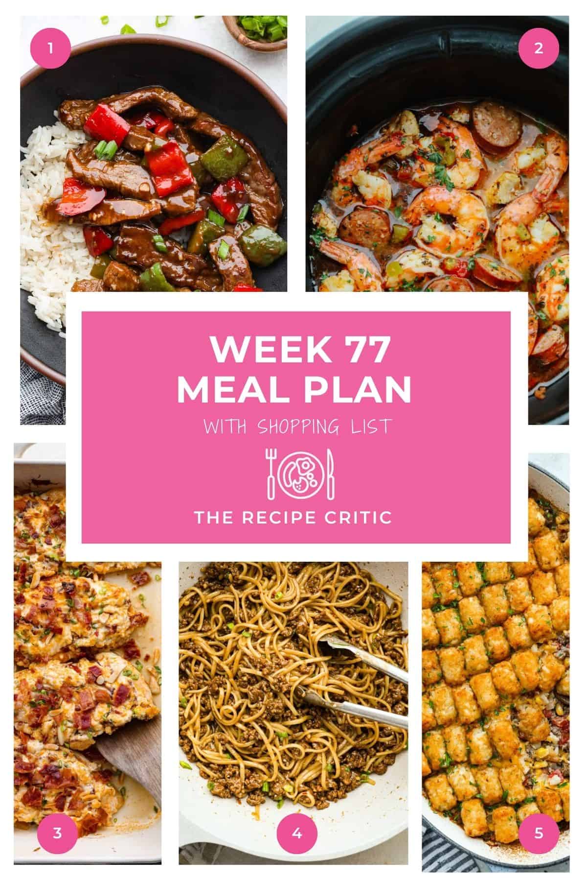 Collage of all the hero images for this weeks meal plan. 